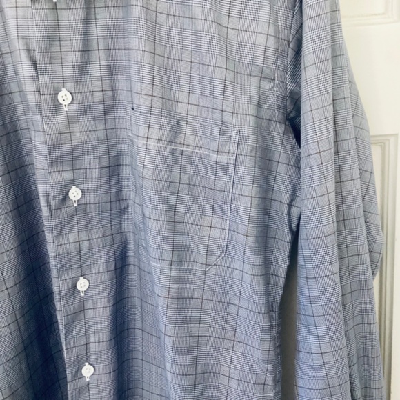 Robert Talbott Men Button Up Plaid Shirt Blue Size 15.5/33, Made In California - Picture 4 of 8